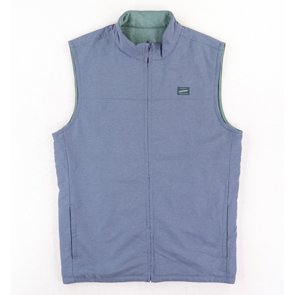 Travis Mathew Clear Cut Reversible Golf Vest Mens Medium M Blue Green Full Zip